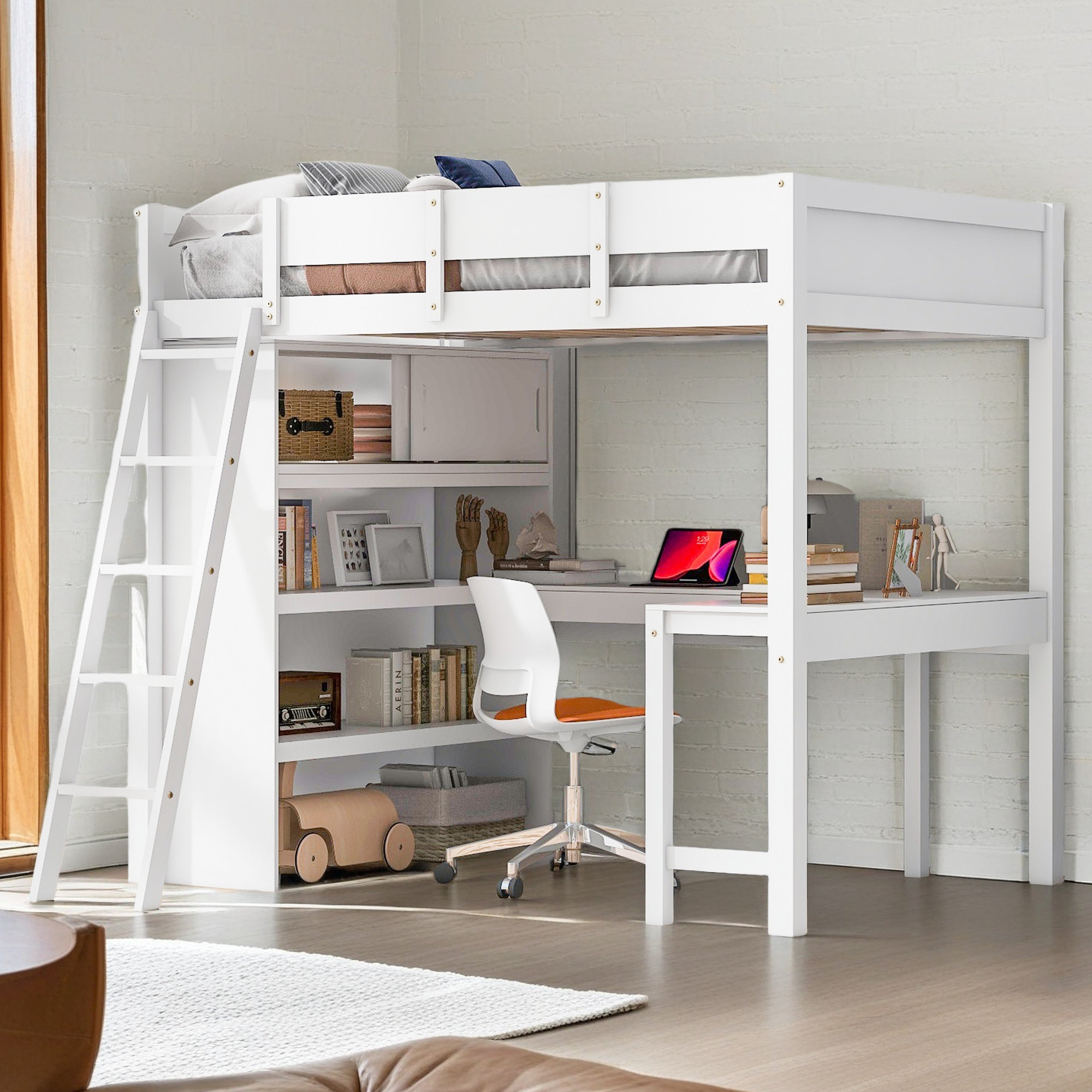 Harriet Bee Full Size Loft Bed With Desk And Shelf - Wayfair Canada