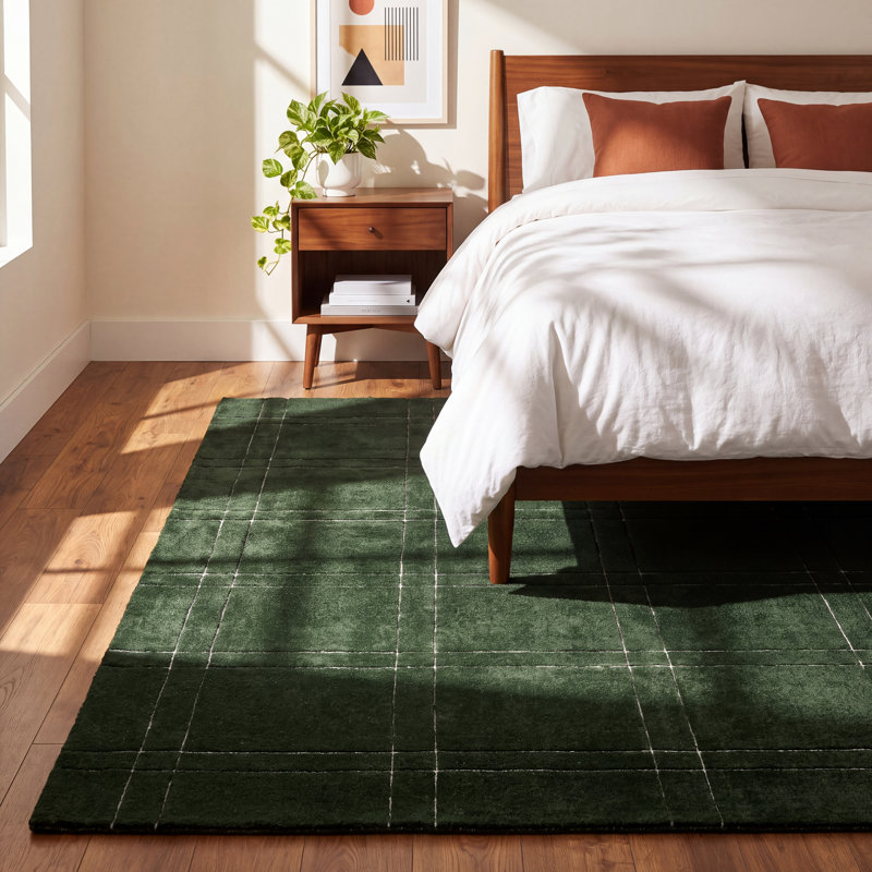 Kinnell Green Hand Tufted Area Rug, Rectangle 8' x 10'