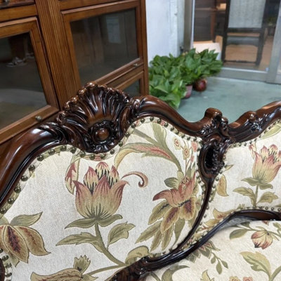 American Retro Solid Wood Carved Sofa
