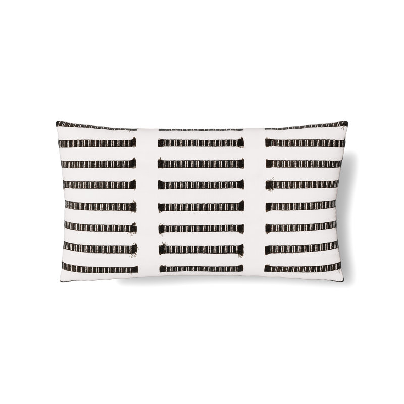 Latera Pillow, 24" x 14", White-Charcoal