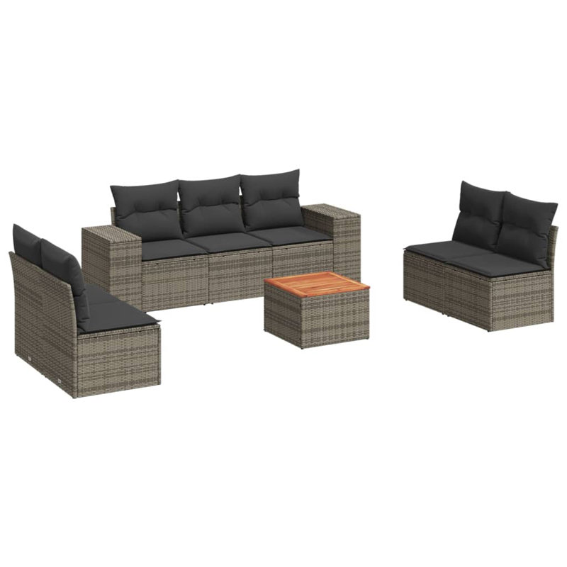Ensemble de canapé de jardin Vidaxl, Gris foncé, Gris