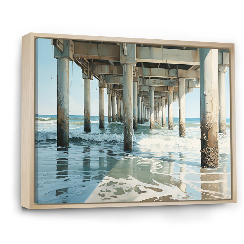Art mural sur toile Quinlynn - Plage et océan, H 16 po x l 32 po x P 1 po, Cadre naturel flottant