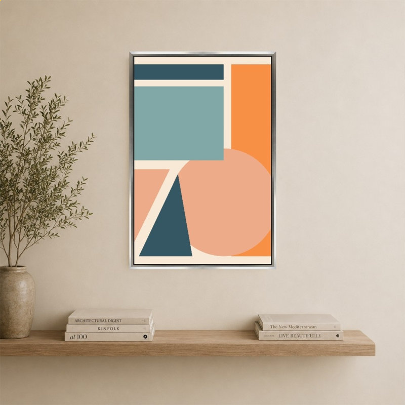 «Papercut Abstract II» par Elizabeth Medley - impression sur toile, 24" x 36", Beveled Floating Frame, Silver