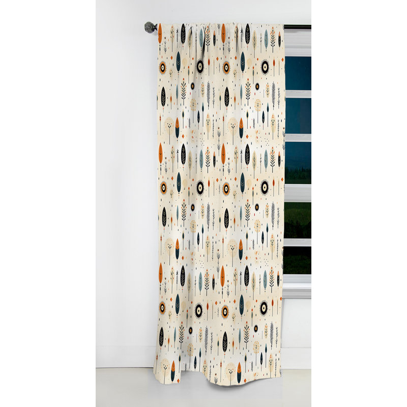 Rideau occultant boho antique beige et minimalisme rétro Boho II - 1 panneau, L 52 po x L 108 po