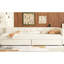 Lit double tapissier pleine grandeur beige avec rangement de tiroir -, sans sommier, attrait pour la chambre à coucher et 2 tiroirs, construction robuste, confort-346155425