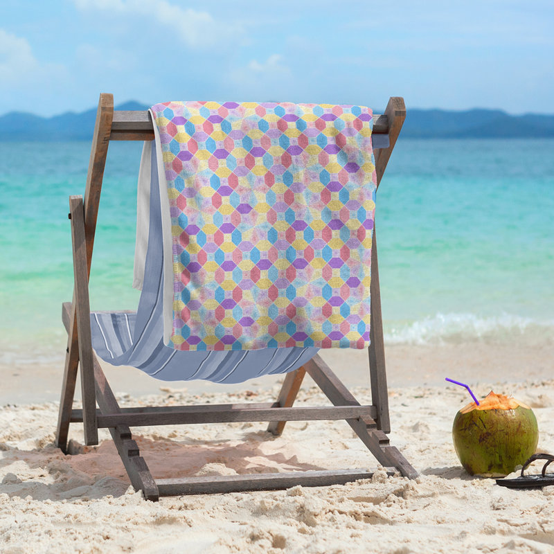 Katelyn Elizabeth Cotton Blend Beach Towel, Pink/Blue/Yellow