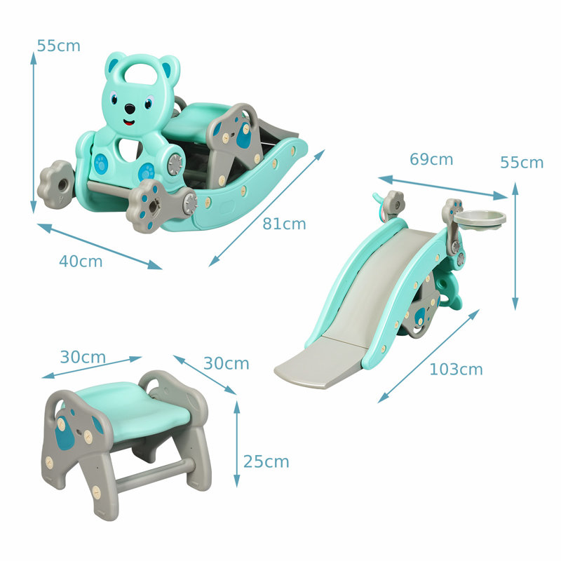 Toler 4 In 1 Children Rocker, Turquoise/Grey