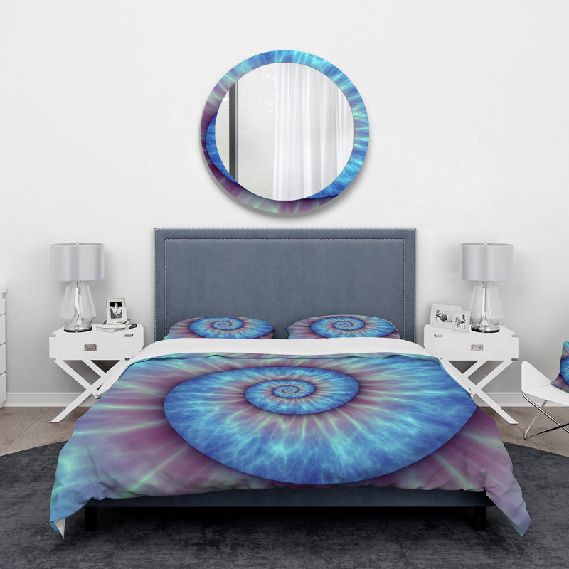 Ensemble de housse de couette Spiral Bright Fractal Geometric VII - Modern - microfibre polyester