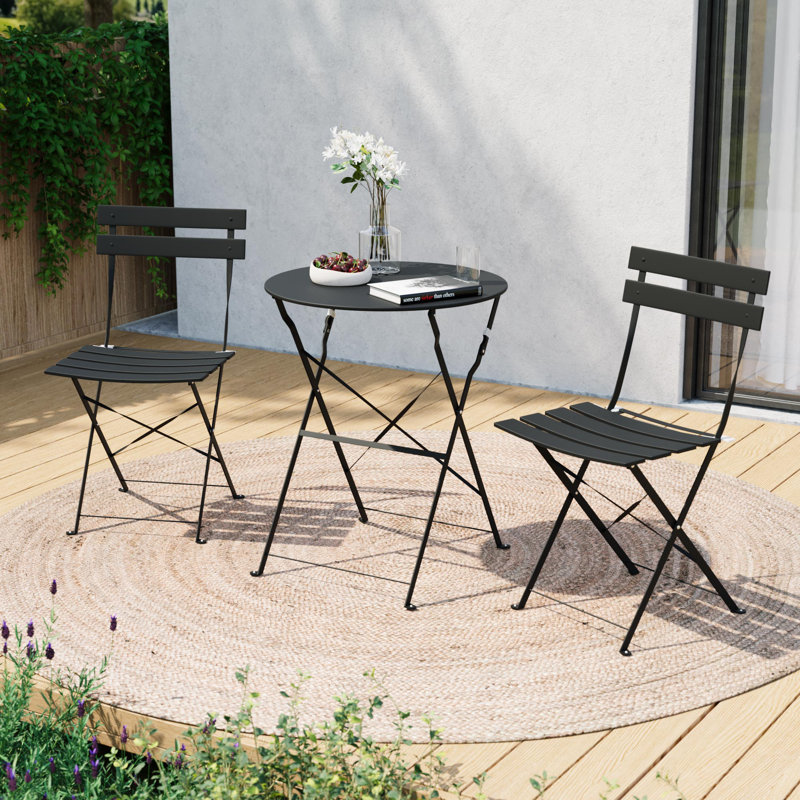 Ensemble bistro en acier 3 pièces Shelah Premium, Noir