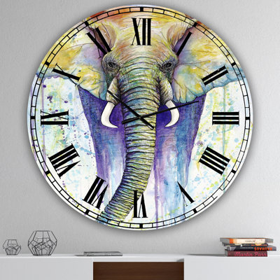 Elephant Colors - Horloge murale surdimensionnée