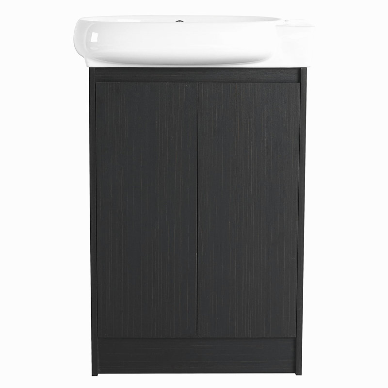Coiffeuse 23 "avec lavabo et porte, Noir châtaignier