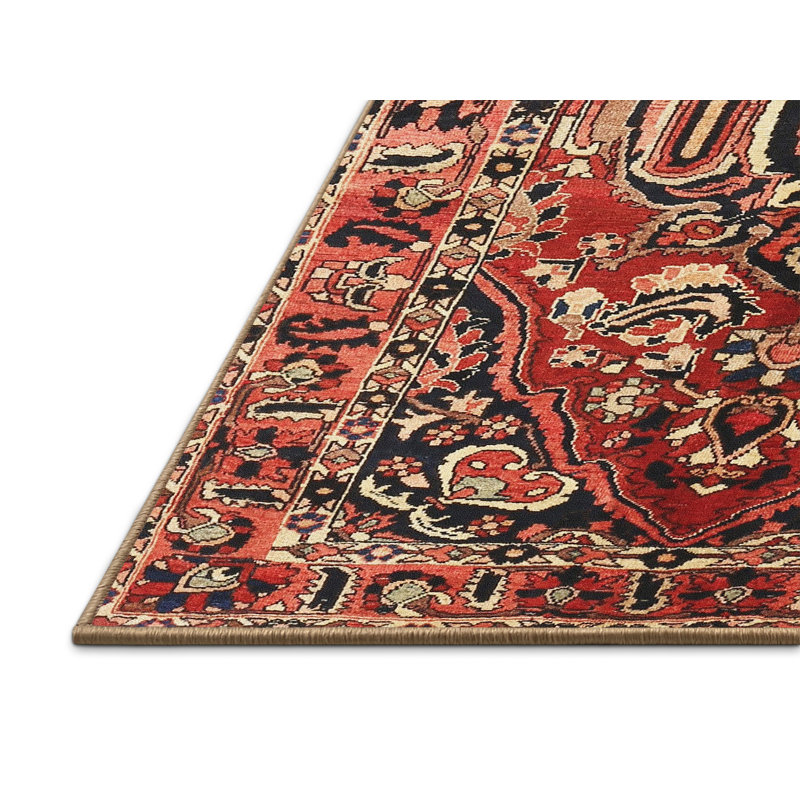 Tapis traditionnel mehroon/noir/bleu Coralle, Rectangle 4 pi x 6 pi