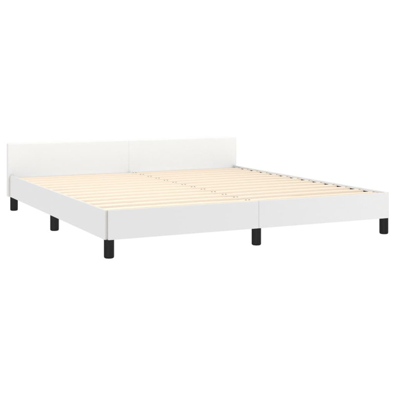 Structure de lit Singha, support de lattes, sans matelas, similicuir, Blanc, Très grand
