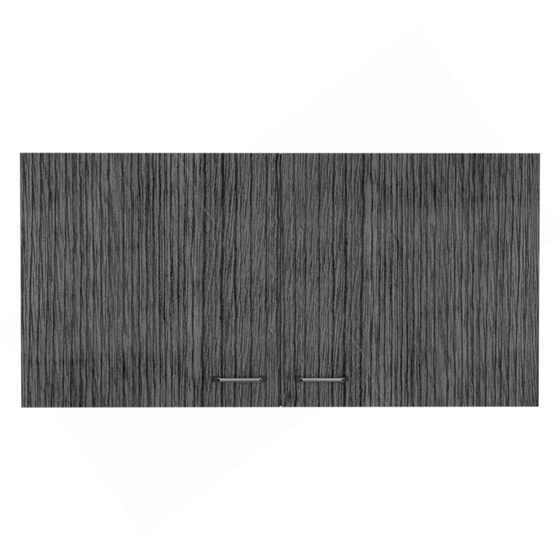 Armoire murale Napoles, deux tablettes, double porte - blanc / chêne fumé, Blanc / Gris