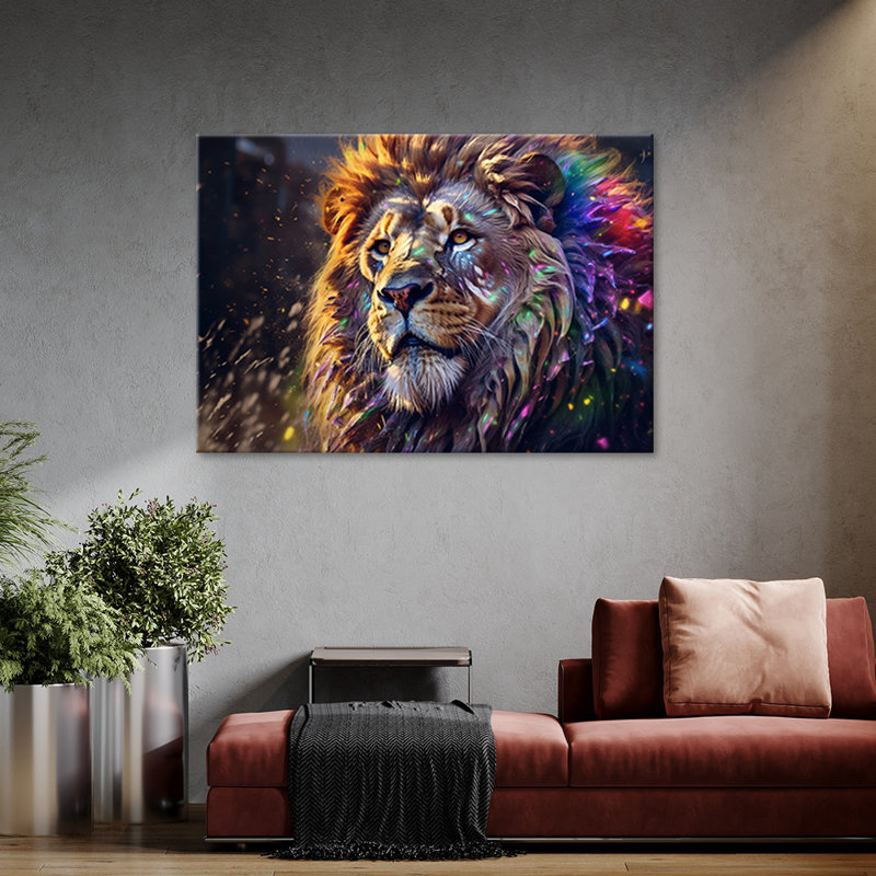 Lion - No Frame Print on Canvas, 40cm H x 60cm W