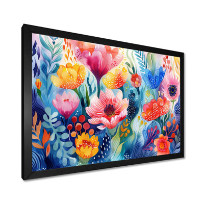 «Pink Blue Flowers Under Water III - Wildflowers», reproduction d'art murale