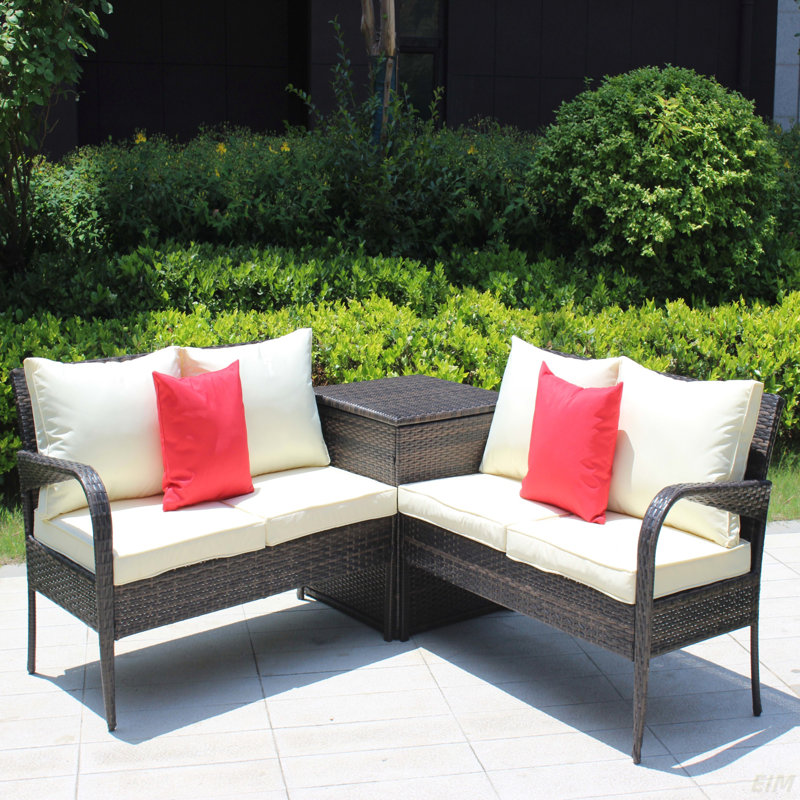 Ensemble de canapé de patio modulaire en osier avec meubles de rangement (canapé de patio)