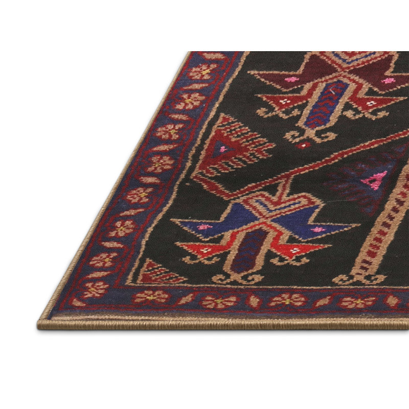 Tapis noir/brun traditionnel, Rectangle 5 pi x 7 pi