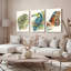 Caméléon, toucan et papillon, art mural sur toile tendue, ensemble de 3 animaux tropicaux-225283775