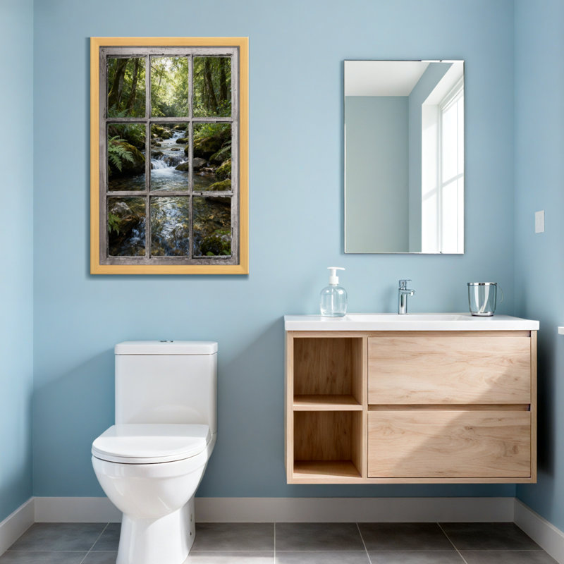 Landscape & Nature Forest Stream Through Window Frame, Wrapped Canvas, Does Not Apply, 24" H x 16" W