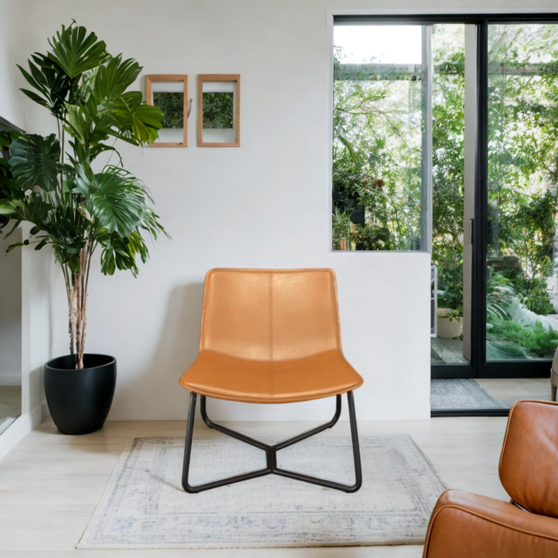 Chaise Lope, Simili cuir brun clair