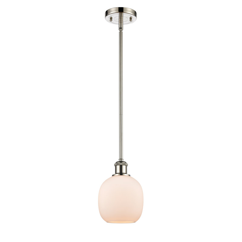 Luminaire suspendu sphérique 1 lumière Carlucci, Ampoule non incluse, Blanc mat, Nickel poli
