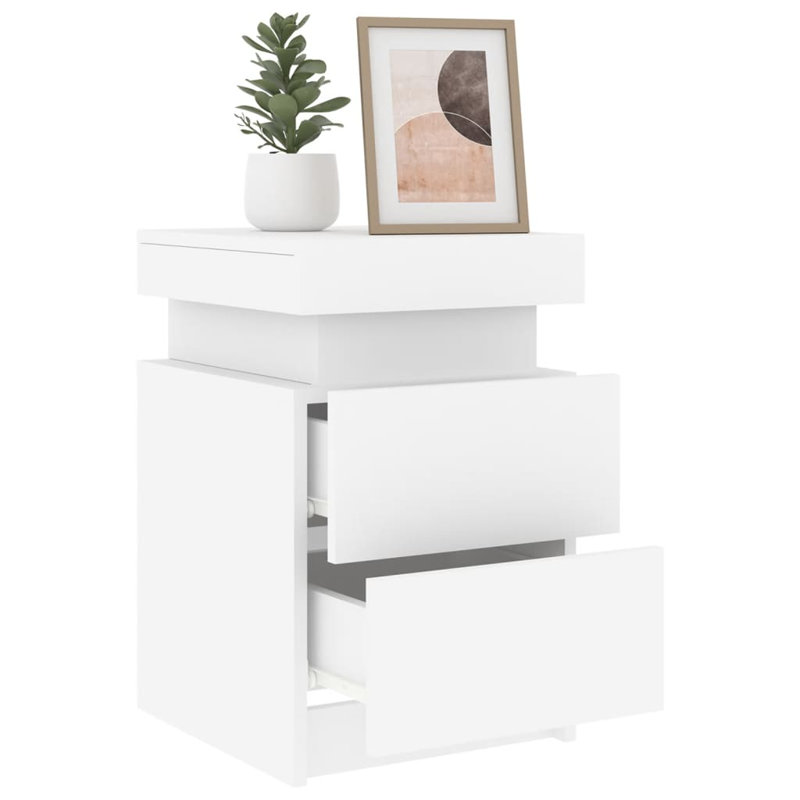 Table de chevet avec table de chevet avec éclairage DEL vidaXL, Blanc