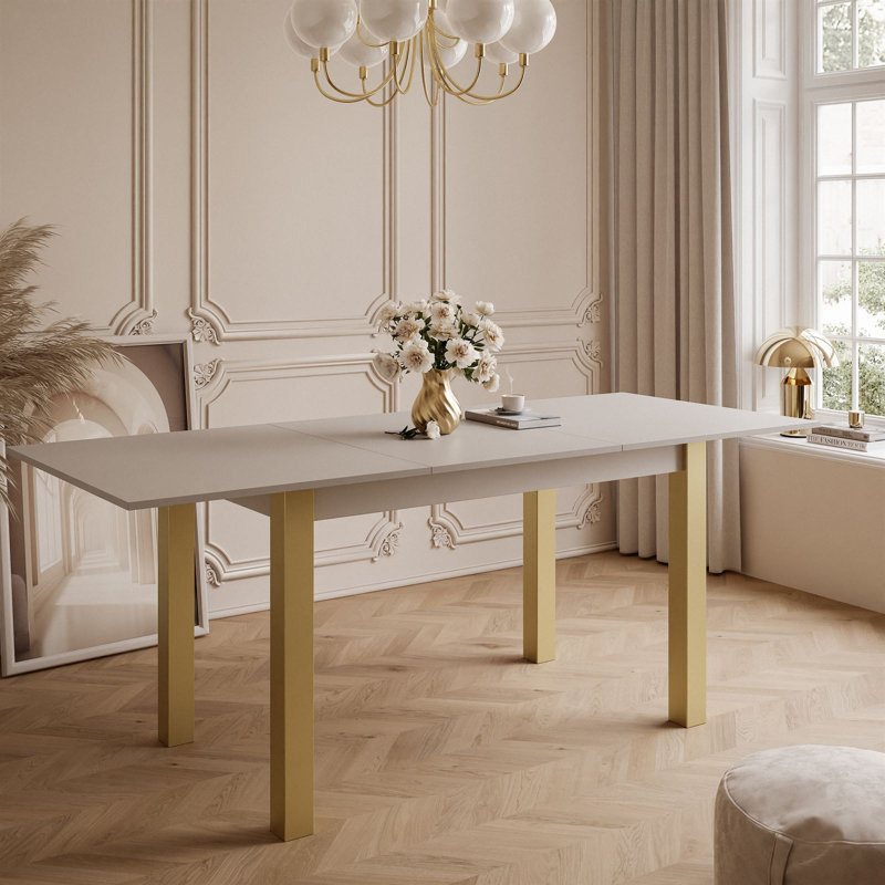 Extendable Metal Base Dining Table, Cashmire