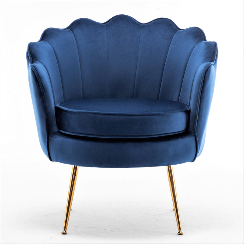 Elanora Velvet Barrel Chair, Navy Blue Velvet