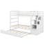 Lit superposé simple au-dessus de simple avec lit gigogne simple et 3 escaliers de rangement-289937942