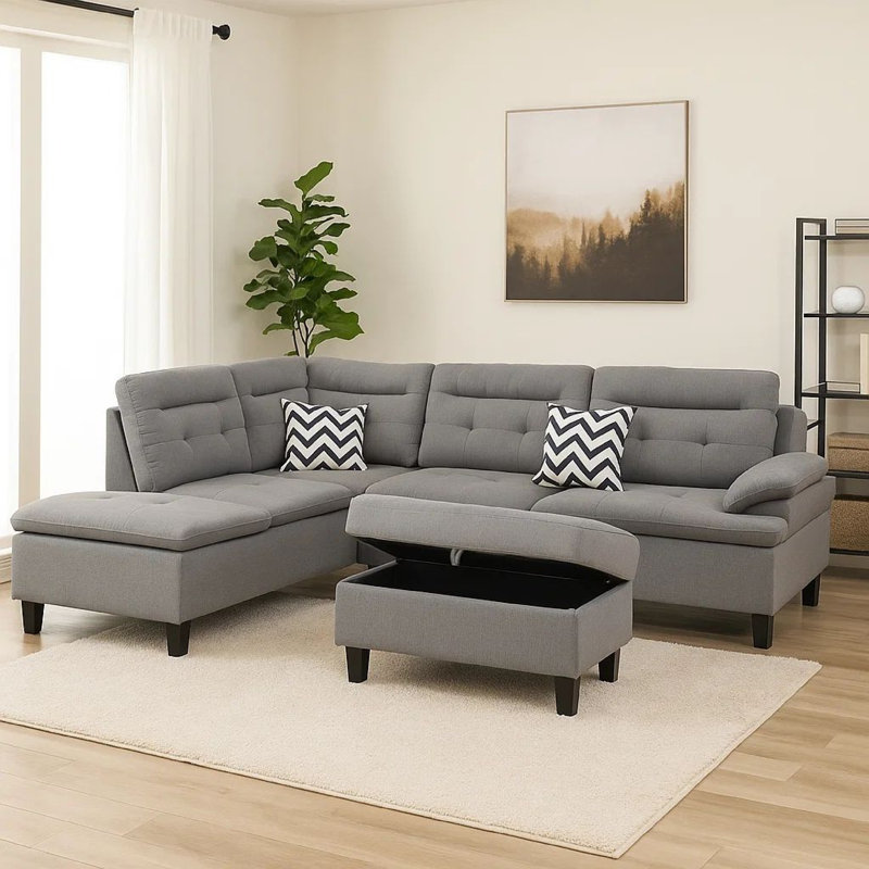 Canapé modulaire 2 pièces Safarov, Velours gris