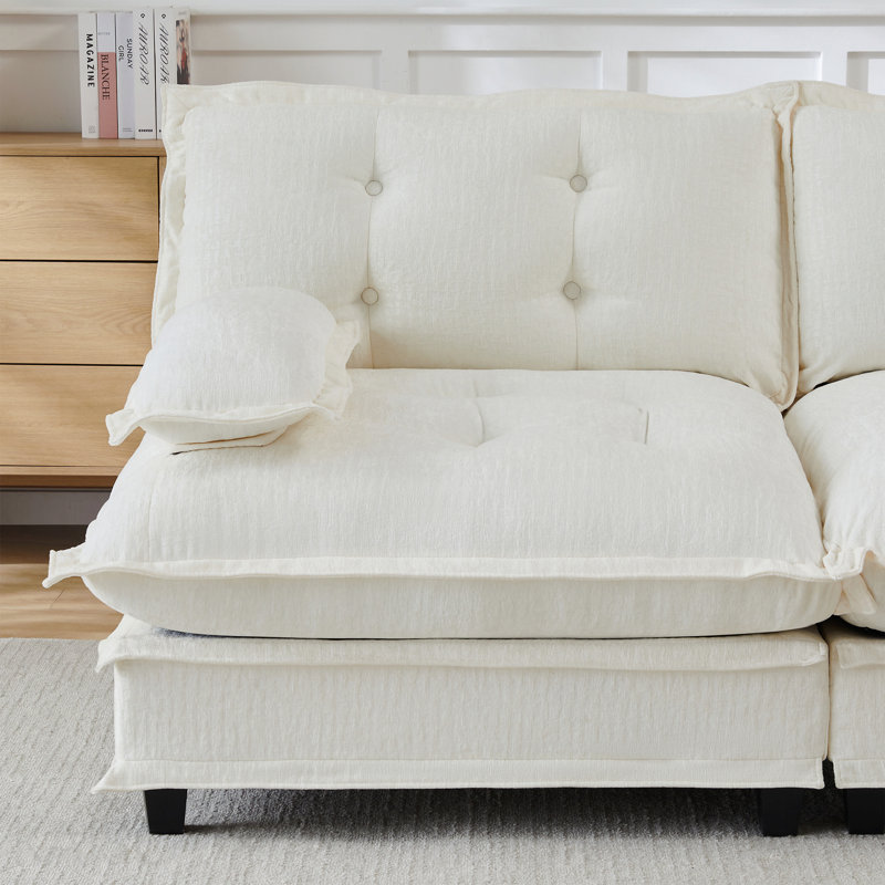 Canapé 73 Lsf Chenille - Beige, Beige, Orienté vers la gauche