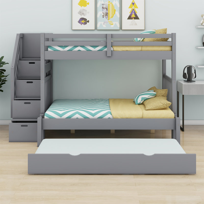 Bunk Bed With Trundle, Gray