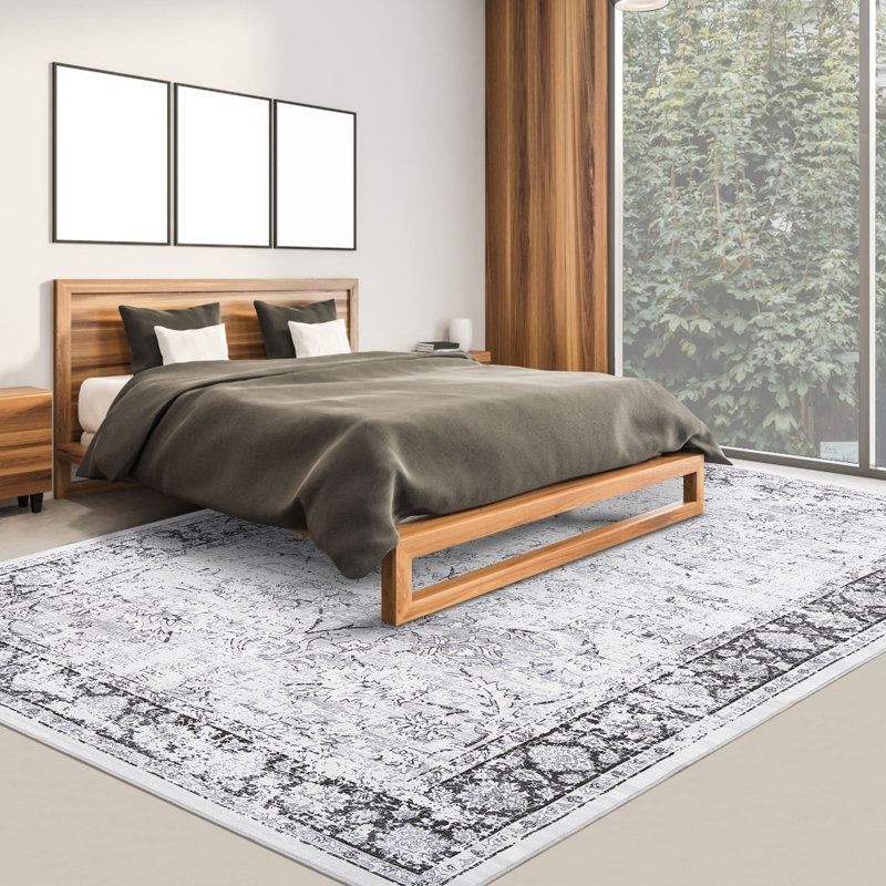Tapis oriental antidérapant lavable à la machine pour le salon, Rectangle 10 pi x 13 pi