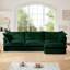 Canapés modulaires, canapé surdimensionné en forme de L surdimensionné à 3 places profondes et repose-pieds convertible pour bureau | Vert | Velours côtelé