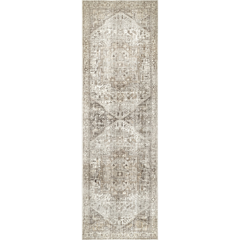 Wideman Oriental Power Loom Performance Silver Rug, Runner 2'6" x 10'