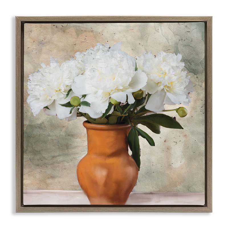 «Rustic Terracotta Vase» par Kim Allen, Cadre flottant orme Montalcino, H 25 po x l 25 po
