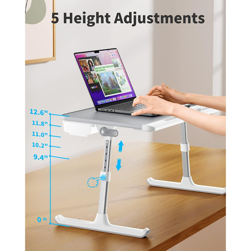 Plateau de table pour ordinateur portable, plateau de lit réglable en cuir pour ordinateur ...