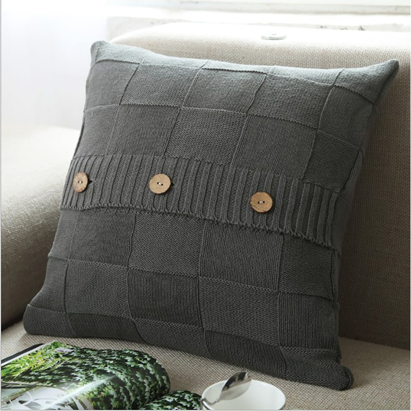 (Housse seulement) Paquet de 1 housse de coussin 100% coton, Gris foncé