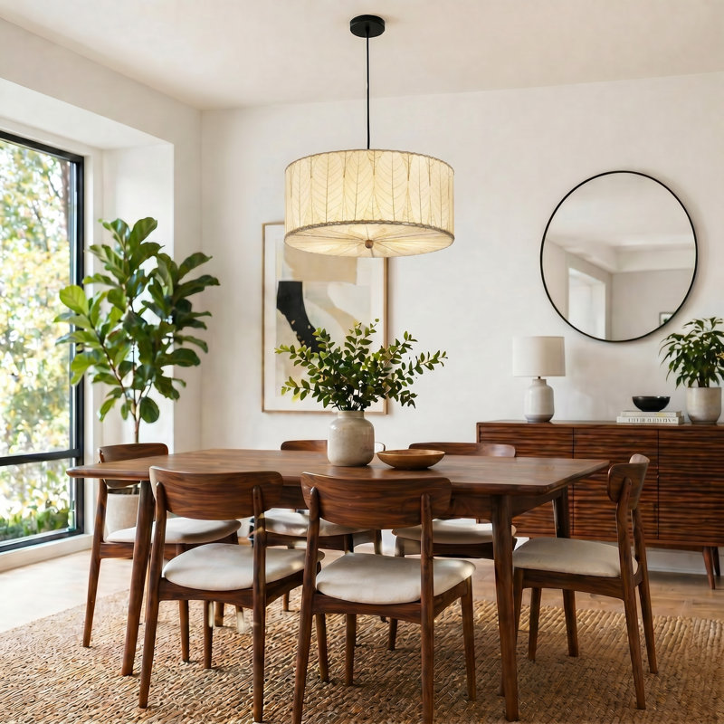 Quintan 3 - Light Drum Chandelier, Natural, 10"H  x 24" W