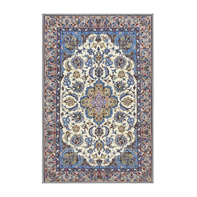 Tapis bleu/beige traditionnel Quynh