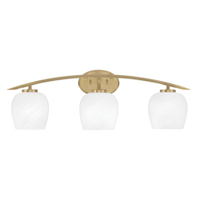 Barre d'éclairage de salle de bain 3 lumières avec verre marbré blanc 6 po Kurve