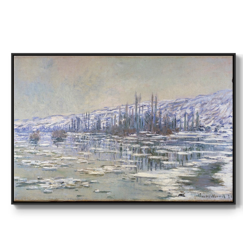 «Ice Floes On Seine», 1880, reproduction sur toile, H 37 po x l 25 po x P 2 po, Noir