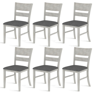 Chaises de salle à manger en bois massif, chaises de cuisine en lin rembourrées, pieds en bois d'hévéa, chaises d'appoint de style campagnard pour salle à manger, salon