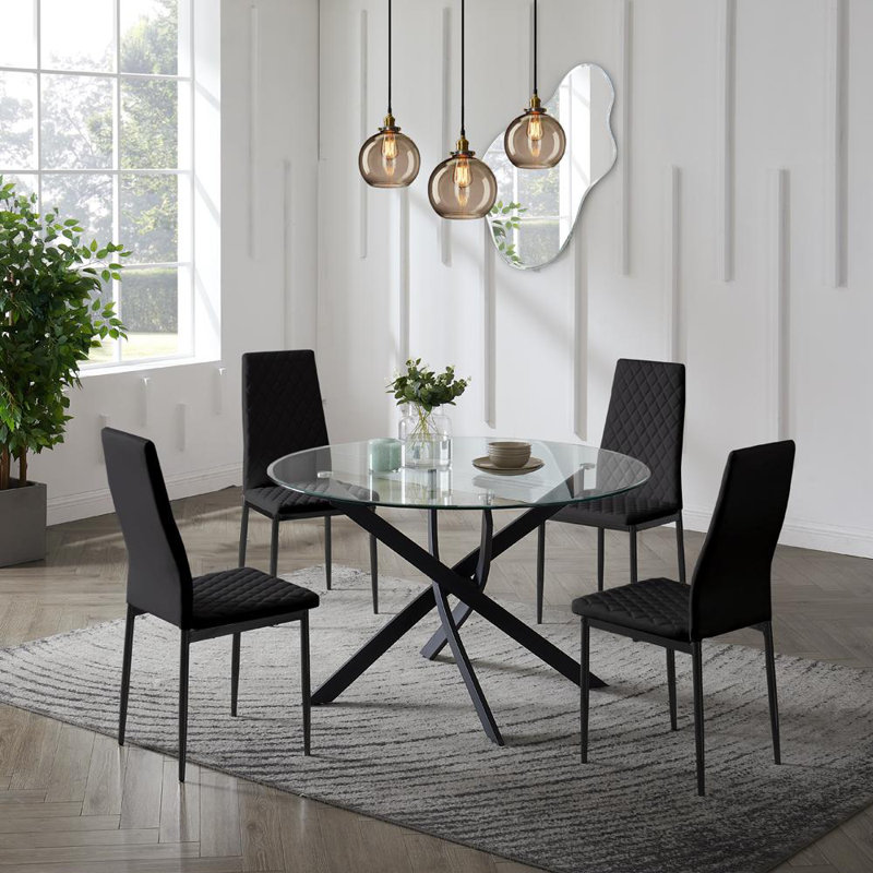 Ajita 4 - Person Dining Set, Black