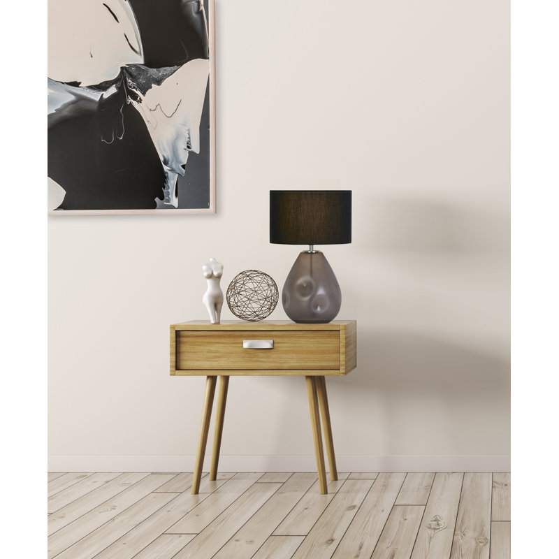 Aaryav Glass Table Lamp, Grey, Espresso