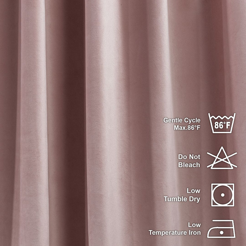 Room Darkening Single Curtain Panel, 190cm Width x 125cm Drop, Light Pink