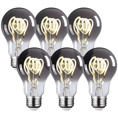 Ampoule décorative A19, verre gris fumée, base E26, ampoules DEL Edison rétro, blanc froid 4000K