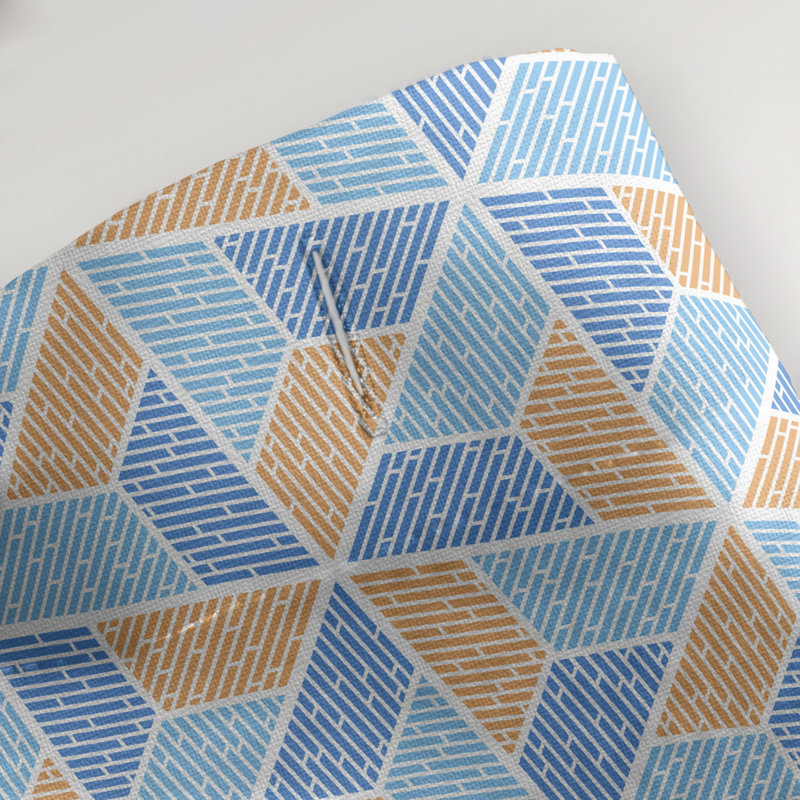 Rideau de douche simple trapézoïde, Bleu / Orange