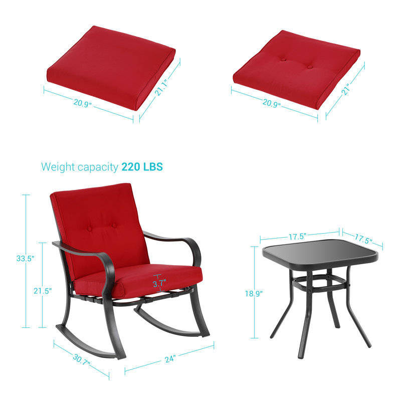 Ensemble de conversation berçant avec coussins 3 pièces Britan, Rouge